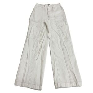 Abercrombie & Fitch Jeans Womens 24 Cream White Cargo Wide Leg Utility Y2K